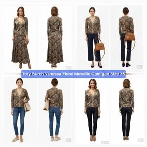 Tory Burch Vanessa Floral Metallic Cardigan Size XS